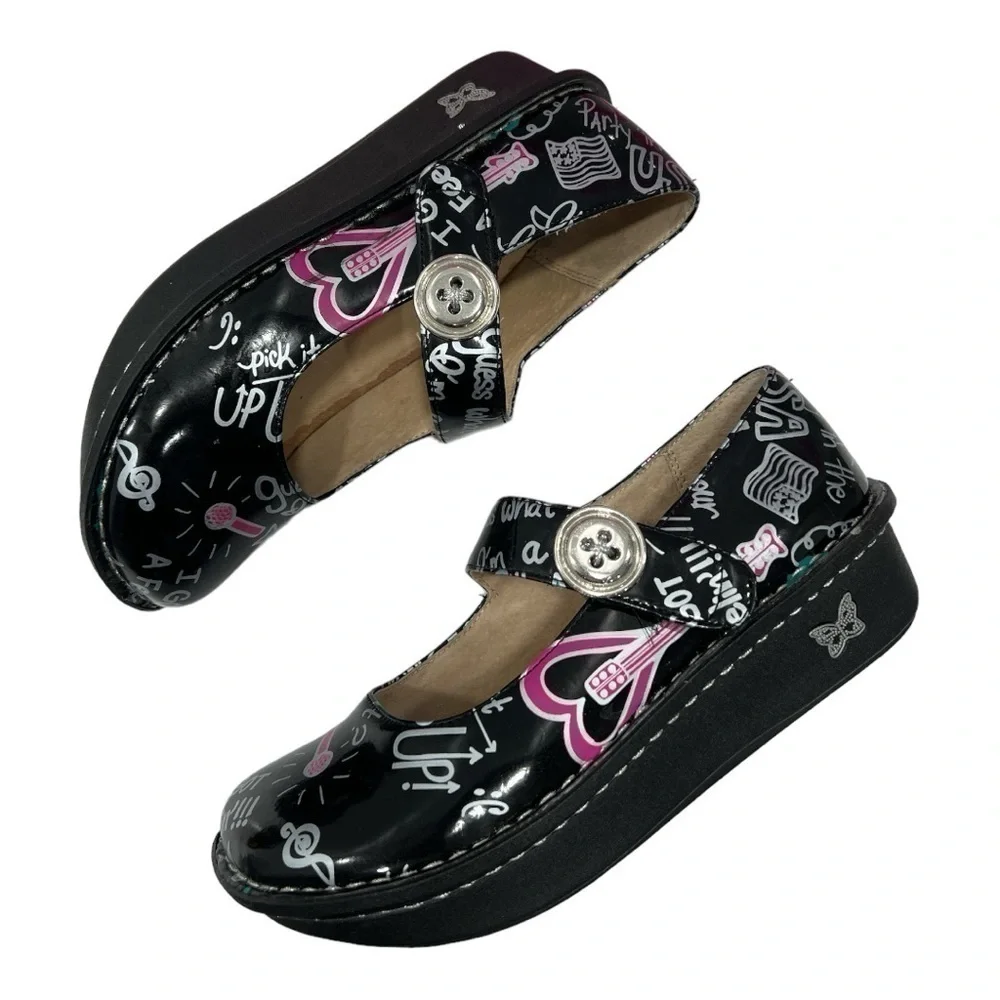 Alegria Girls Kids Vinca Paloma Rock Star Black Kids Shoes Clogs Size 4